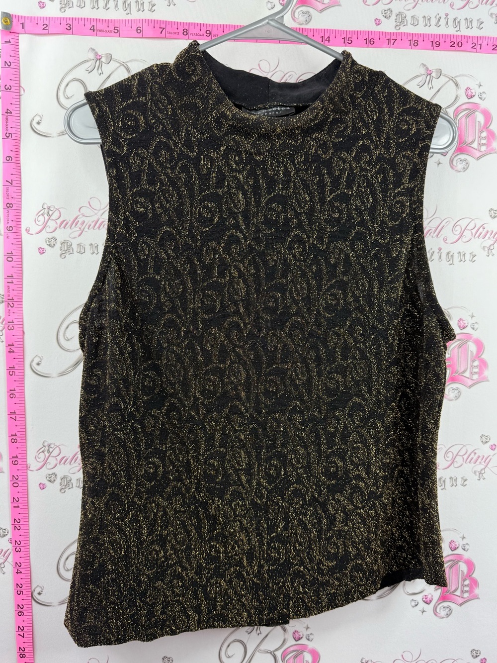connected apparel tank top Black & Gold Metallic Mock Neck Tank sparkly
